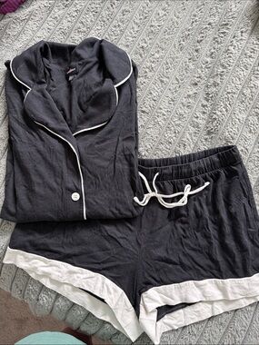 Cosabella Black Pajama Set with White Trim